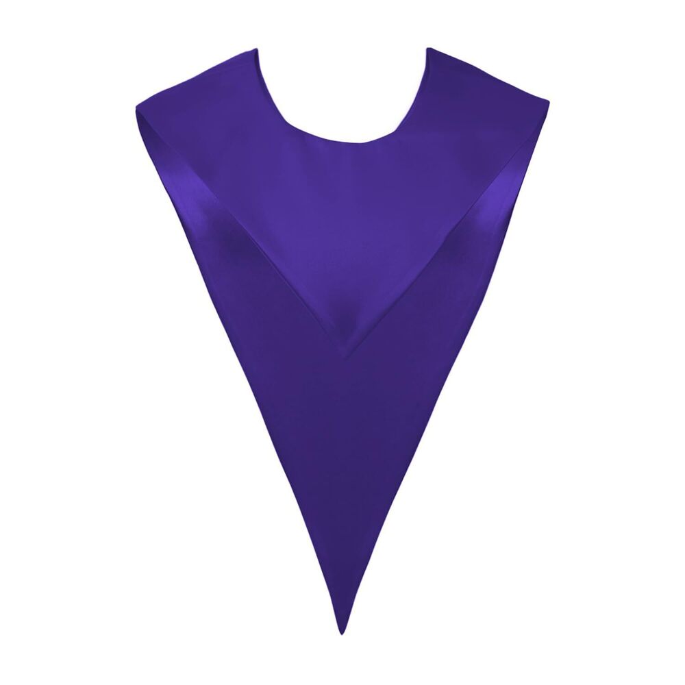 3887 Premium Choir V Stole - Solid Color - Satin - Unisex Purple